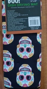 Calavera de azúcar Halloween Día de los Muertos Plato Estera de secado 15" X 20" - Imagen 1 de 3