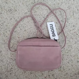 Baggu Mini Leather Purse In Taro Nubuck Crossbody Bag NWT - Picture 1 of 8