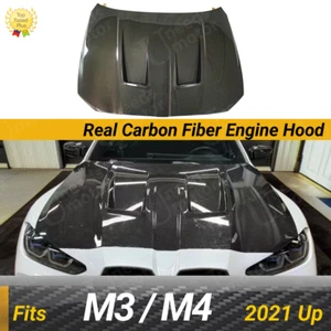 REAL CARBON FIBER DTM-N Style Vented Hood for 2021-25 BMW G80 G82 G83 M3 M4 - Picture 1 of 9