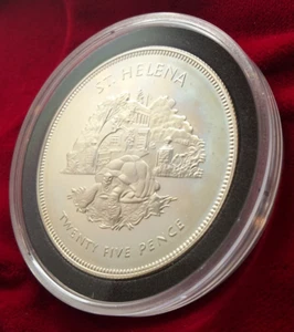 1977 QUEEN'S SILVER JUBILEE ST HELENA 25 BRITISH PENCE UNC PROOF COIN *TONING* - Picture 1 of 20