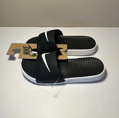 Sandalias Nike Benassi Solarsoft Slides para hombre talla 9 negras blancas 431884 002 RARAS Foto 1 de 4