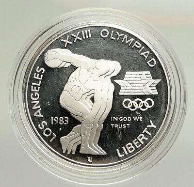 1983 S UNITED STATES Los Angeles 23rd Olympics Proof Silver Dollar Coin i94829 - Image 1 of 3