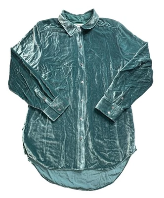 Camisa feminina Tommy Bahama média veludo azul-petróleo mistura de seda roupa de dormir 193-SW320827 - Imagem 1 de 4