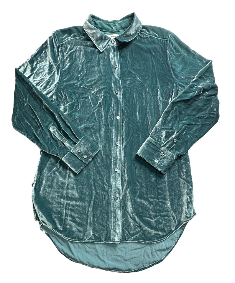 Camisa feminina Tommy Bahama média veludo azul-petróleo mistura de seda roupa de dormir 193-SW320827 - Imagem 1 de 4