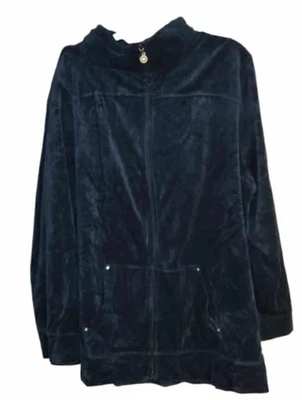 Куртка Catherine's бирюзовая велюровая из хлопковой смеси размер 2X 22W 24W со стразами - Изображение 1 из 4