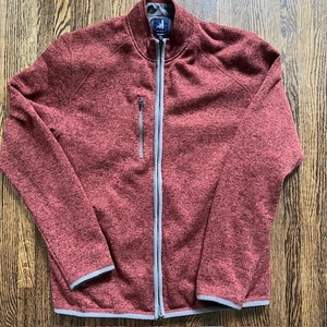 Johnnie O Bates Sweater Jacket Mens M Red Rock Full Zip Lined Pockets Outdoors - Picture 1 of 11