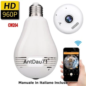 Lampadina Wi-Fi con Telecamera LED Full HD 1080p V380 – Visione 360° Interni - Picture 1 of 6