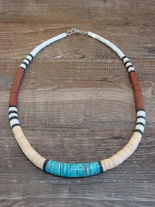 Native American 19" Santo Domingo Multi Stone Heishi Necklace - Crespin - Picture 1 of 7