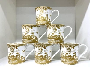 Crown Derby Coffee Mug Gold Aves Set of 6 Tea Coffee Fine Bone China Ideal Gift - Picture 1 of 8