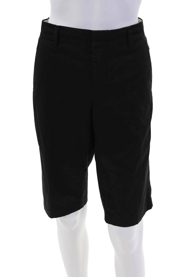 Bermuda Vince Feminina Algodão Cintura Média Quatro Bolsos Comprimento do Joelho Preta Tamanho 8 - Imagem 1 de 4
