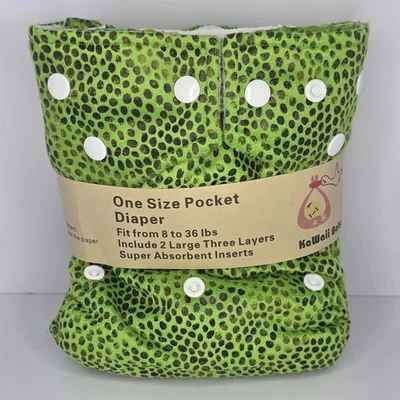 Pañal de bolsillo KaWaii Baby talla única y dos insertos - se adapta de 8 a 36 libras Foto 1 de 2