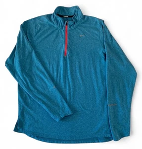 Nike Men’s Dri-Fit Running Shirt Long Sleeve 1/4 Zip Shirt Large Blue - Picture 1 of 6