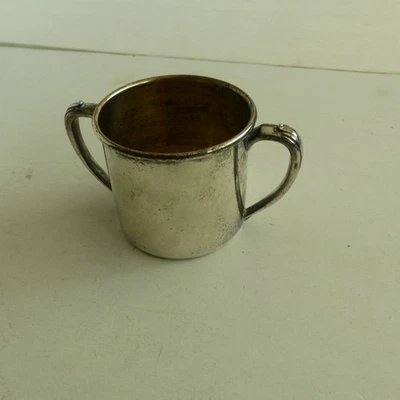 Taza vintage Oneida plateada bebé doble mango 2,5" diámetro 2,25" alto Foto 1 de 3