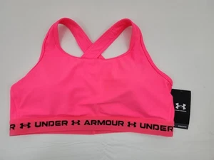 Under Armour Woman's Crossback Mid Compression Sports Bra Hot Pink Plus Size 2X - Picture 1 of 7