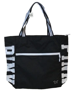 NWD Victorias Secret PINK Logo Black Tote Bag RARE Weekender - Picture 1 of 5