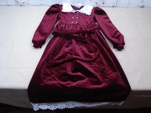 Vintage Bonnie Jean Girls Red Velour Lace Nautical Dress Size 7 Cottagecore - Picture 1 of 10