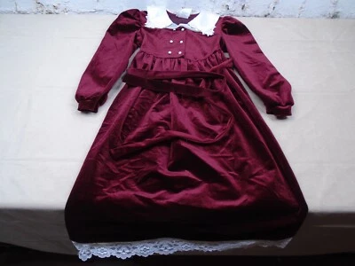 Vestido náutico vintage Bonnie Jean niñas terciopelo rojo encaje talla 7 Cottagecore Foto 1 de 4