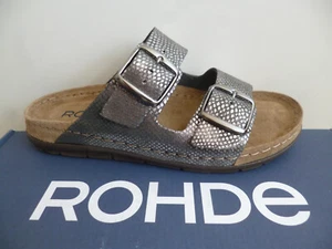 Rohde Damen Pantolette Pantoletten Sandalen Hausschuhe Schuhe silber grau 5872 - Picture 1 of 9