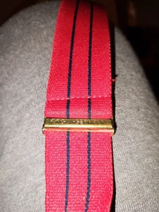 EXCLUSIVE IMPORTED CSA GERMANY Red Striped Button Suspenders w/Navy Pinstripe. - Picture 1 of 2