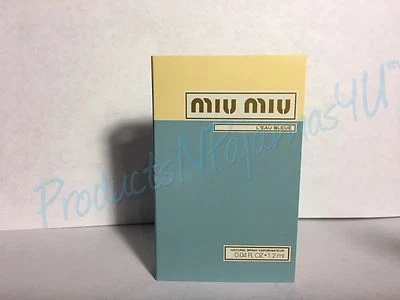 NUEVO 2017 Release MIU MIU L'EAU BLEUE Eau de Parfum 0,04 oz/1,2 ml MUESTRA EN TARJETA  Foto 1 de 2