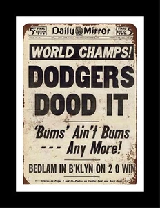BROOKLYN DODGERS WIN THE 1955 WORLD SERIES MATTED PHOTO.OF NEWSPAPER FRONT PAGE# - Picture 1 of 1
