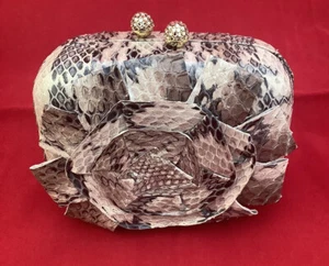 Kotur Morley Snakeskin Clutch Drop-In Chain Magnetic Closure Reg $595 - Picture 1 of 12
