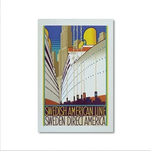 Vintage Travel Poster - Swedish American Line poster by Henri Rousseau - Picture 1 of 4
