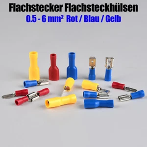 Flachstecker Flachsteckhülsen 0,5 - 6 mm² Kabelschuh Steckverbinder vollisoliert - Picture 1 of 18