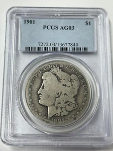 1901 P Morgan Silver Dollar PCGS AG3 Tough Lowball (PCGS Pop 8-Only 7 Lower) - Picture 1 of 8