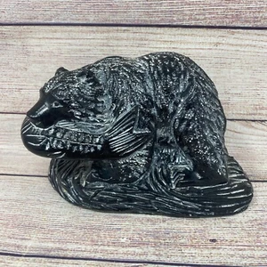 Soapstone Bear Sculpture from The Aardik Collection - Bear with Fish in Mouth - Picture 1 of 5
