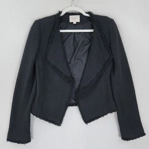 Chaqueta Ann Taylor LOFT Mujer 2 Negro Tweed Blazer Frente Abierto Clásico Carrera - Imagen 1 de 10
