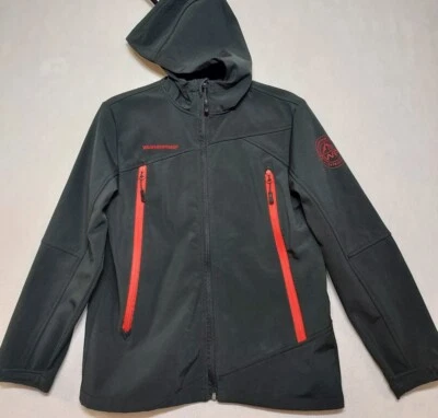 Chaqueta impermeable para mujer talla L 14-16 Soft Shell con capucha cremallera completa negra roja forrada Foto 1 de 4