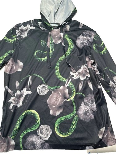 VETEMENTS Drill abbigliamento azienda felpa super lucida grafica serpenti e rose uomo taglia S