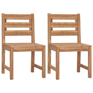 2x Solid Teak Wood Garden Chairs Wooden Outdoor Dining Seating Seat vidaXL - Picture 1 of 7