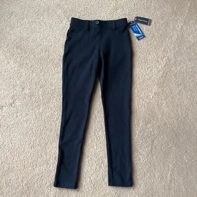 NUEVO CON ETIQUETAS NIÑAS NAUTICA PERFORMANCE JEGGINGS, 7 REGULARES, AZUL MARINO, PULL ON, BOLSILLOS TRASEROS Foto 1 de 3