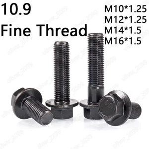 Tornillos de cabeza de brida hexagonal hexagonal de hilo fino negro 10.9 M10 M12 M14 M16 - Imagen 1 de 5