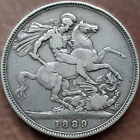 1889 Queen Victoria Jubilee Head Crown 5 Shillings 0.925 Silver Coin