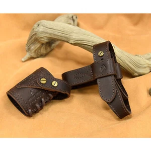 Full Leather Drill Free Harnessed Buttstock Holder Sling Loop for Rifle/ Shotgun - Picture 1 of 48