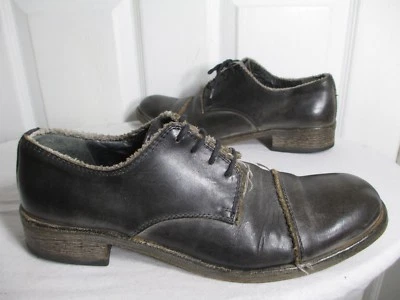 MAMÁ MUJER CUERO GRIS ENVEJECIDO PUNTERA CON CORDONES OXFORD 39 US 9 HECHO EN ITALIA Foto 1 de 4