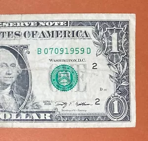July 9, 1959 ; 7 September 1959 (B 07091959 D) Birthday Note $1 One Dollar Bill - Picture 1 of 3