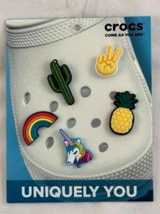 Crocs Jibbitz Charms, 5 Pack, Uniquely You, Rainbow, Unicorn , Pineapple, Cactus - Picture 1 of 3