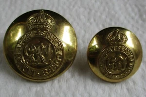 2x Rare:"INDIAN ARMY SERVICE CORPS BRASS BUTTONS" (25mm-19mm, Circa 1923-1935) - Picture 1 of 4