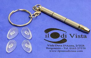 KIT NASELLI SILICONE PER OCCHIALI mm 15 A PRESSIONE-CACCIAVITINO - PANNO PULIZIA - Foto 1 di 4