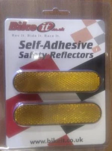 2 Stick On Reflectors Motorcycle Scooter Quad Amber Caravan Trailer Trike - Picture 1 of 1