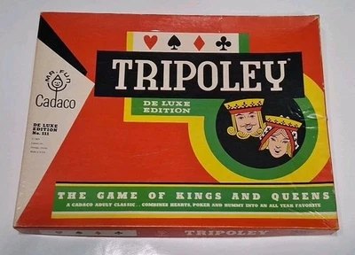 Cadaco Tripoley Game Deluxe Edition No. 111 Vintage 1965 Vinyl Mat and Box Ony - Image 1 of 4