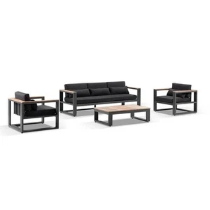 Balmoral 3+1+1 Seater Outdoor Aluminium and Teak Lounge Setting - Picture 1 of 10