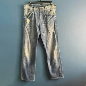 Pantalones de mezclilla 7 For All Mankind Austyn para hombre talla 32 lavado claro pintura envejecida indie - Imagen 1 de 8