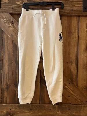 Pantalones deportivos Polo Ralph Lauren para niñas talla M (10-12) blancos con emblema polo azul marino grande Foto 1 de 4