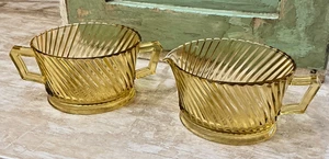 Vintage Diana Bernstein Milchkännchen und Zuckerdosen Bundesglas Depressionsglas - Bild 1 von 17