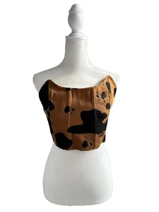 PRETTY GARBAGE Damen Korsett Top mit Kuhmuster Gr. S - Bild 1 von 5